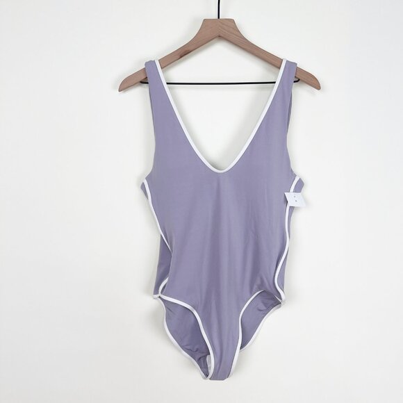 Aerie Offline Real Me Scoop One Piece Swimsuit Sporty Athletic Low Open Back - L - Picture 4 of 11